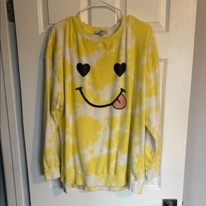 Wildfox Yellow Tie-Dye Smiley Sweatshirt